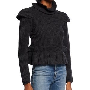 Ganni ruffle turtleneck open back sweater